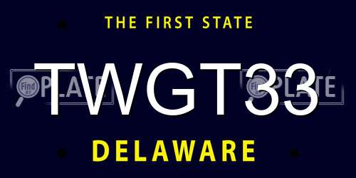 TWGT33 Delaware License Plate