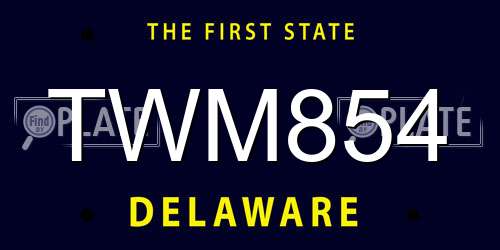 TWM854 Delaware License Plate