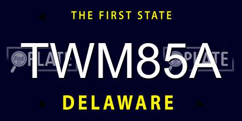 TWM85A Delaware License Plate