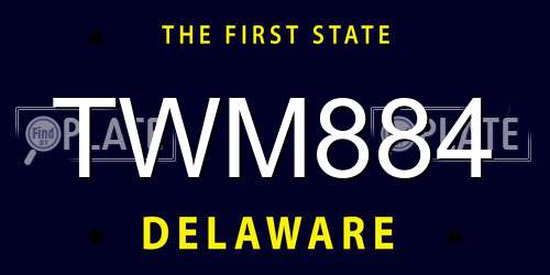 TWM884 Delaware License Plate