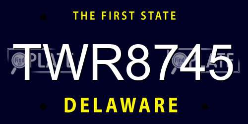 TWR8745 Delaware License Plate