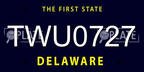 TWU0727 Delaware License Plate