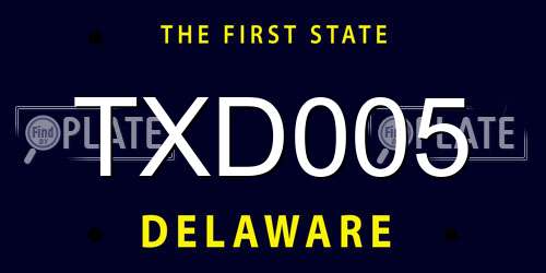 TXD005 Delaware License Plate