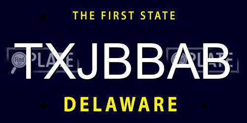 TXJBBAB Delaware License Plate