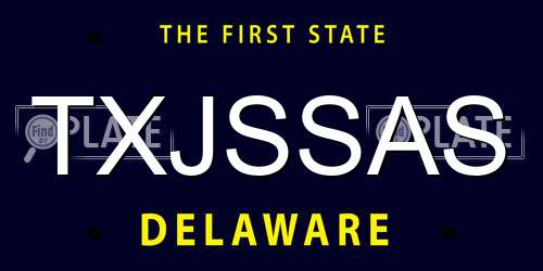 TXJSSAS Delaware License Plate