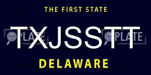 TXJSSTT Delaware License Plate