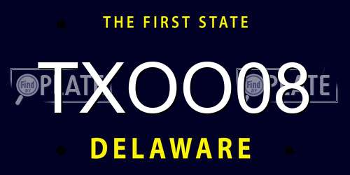 TXOO08 Delaware License Plate