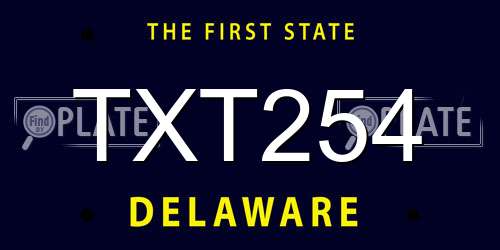 TXT254 Delaware License Plate