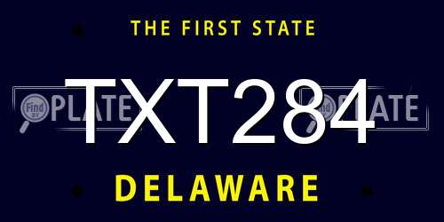 TXT284 Delaware License Plate