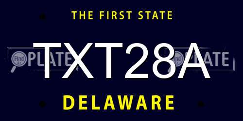TXT28A Delaware License Plate