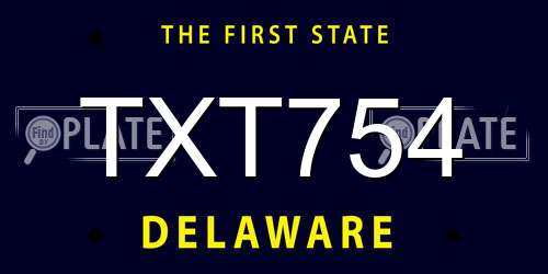 TXT754 Delaware License Plate