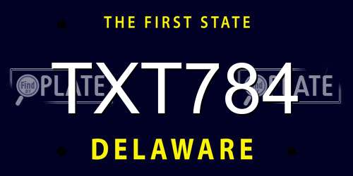 TXT784 Delaware License Plate