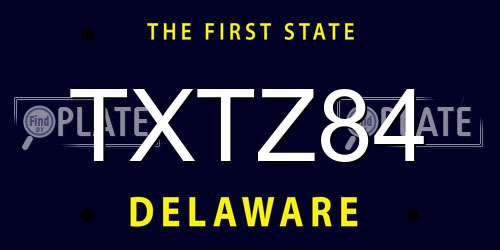 TXTZ84 Delaware License Plate