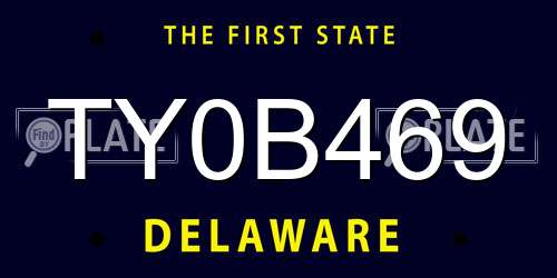 TY0B469 Delaware License Plate