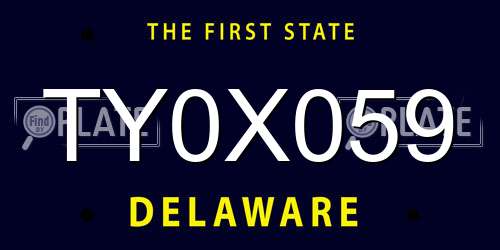 TY0X059 Delaware License Plate
