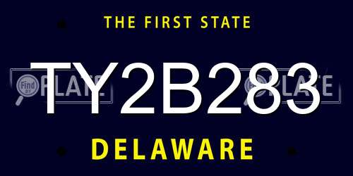 TY2B283 Delaware License Plate