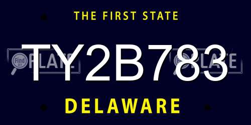 TY2B783 Delaware License Plate