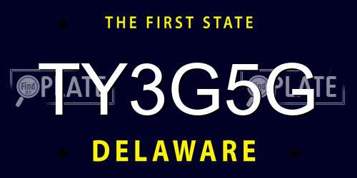 TY3G5G Delaware License Plate