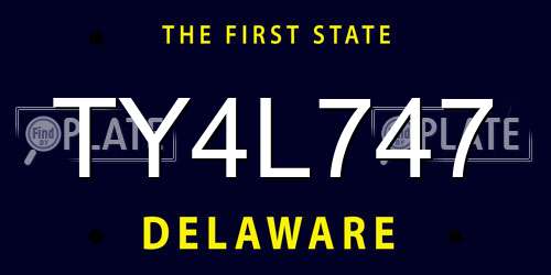 TY4L747 Delaware License Plate