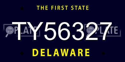 TY56327 Delaware License Plate