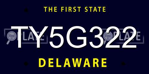TY5G322 Delaware License Plate