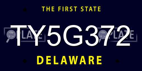 TY5G372 Delaware License Plate