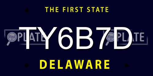 TY6B7D Delaware License Plate