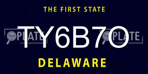 TY6B7O Delaware License Plate