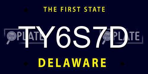 TY6S7D Delaware License Plate