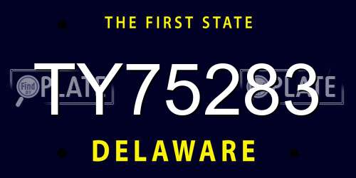 TY75283 Delaware License Plate