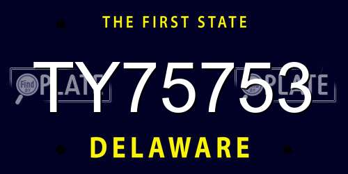 TY75753 Delaware License Plate