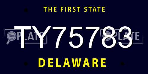 TY75783 Delaware License Plate