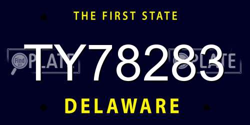 TY78283 Delaware License Plate