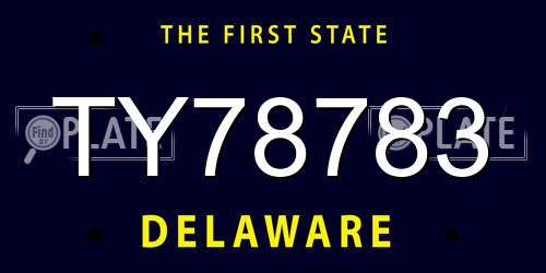 TY78783 Delaware License Plate