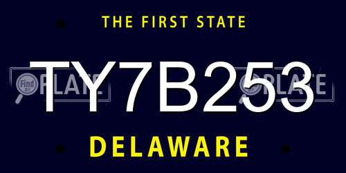 TY7B253 Delaware License Plate