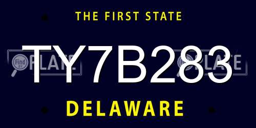 TY7B283 Delaware License Plate