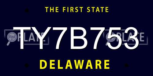 TY7B753 Delaware License Plate
