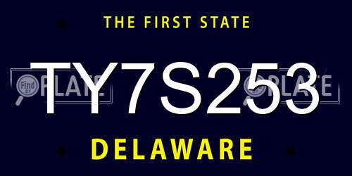 TY7S253 Delaware License Plate