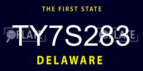 TY7S283 Delaware License Plate
