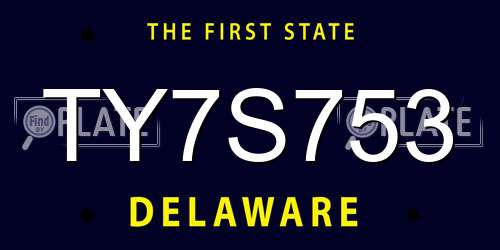 TY7S753 Delaware License Plate
