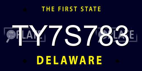 TY7S783 Delaware License Plate