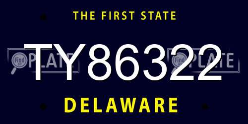 TY86322 Delaware License Plate