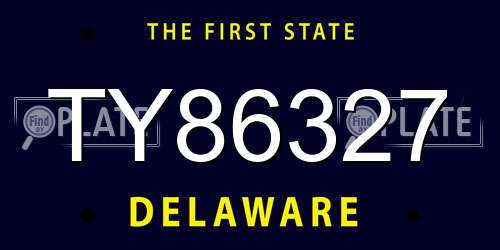 TY86327 Delaware License Plate