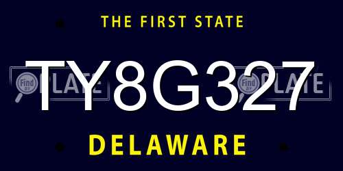 TY8G327 Delaware License Plate