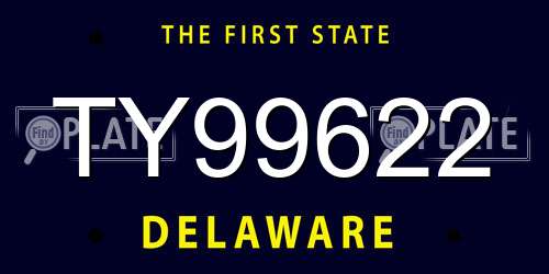 TY99622 Delaware License Plate