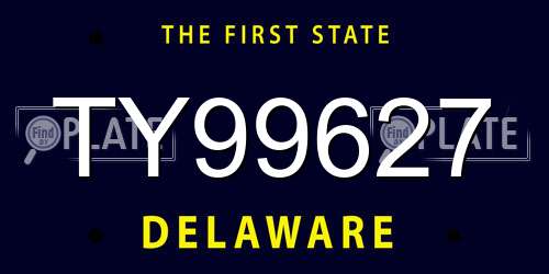 TY99627 Delaware License Plate