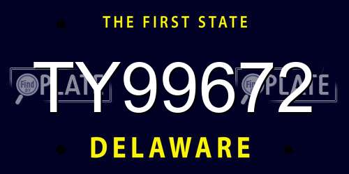 TY99672 Delaware License Plate