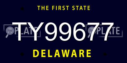 TY99677 Delaware License Plate