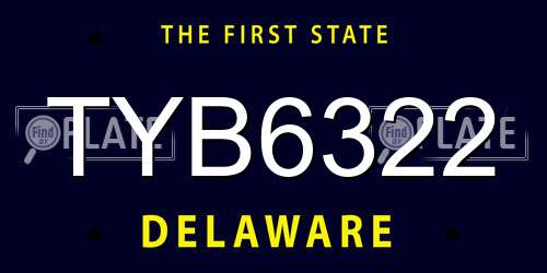 TYB6322 Delaware License Plate