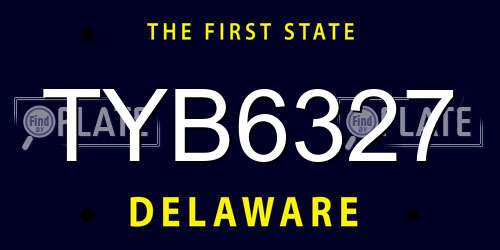 TYB6327 Delaware License Plate